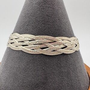SU Italy 925 Sterling Silver Braided Chain Bracelet 6.75in Lobster Clasp 8.13g